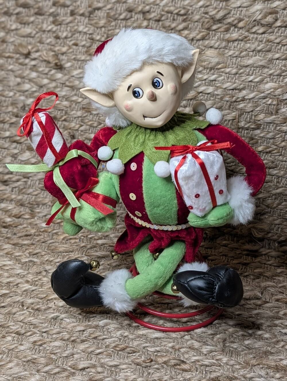 NEW! Plus Christmas Pixie Elf Tree Topper Bells Holiday Decor Unique Gift 11"
